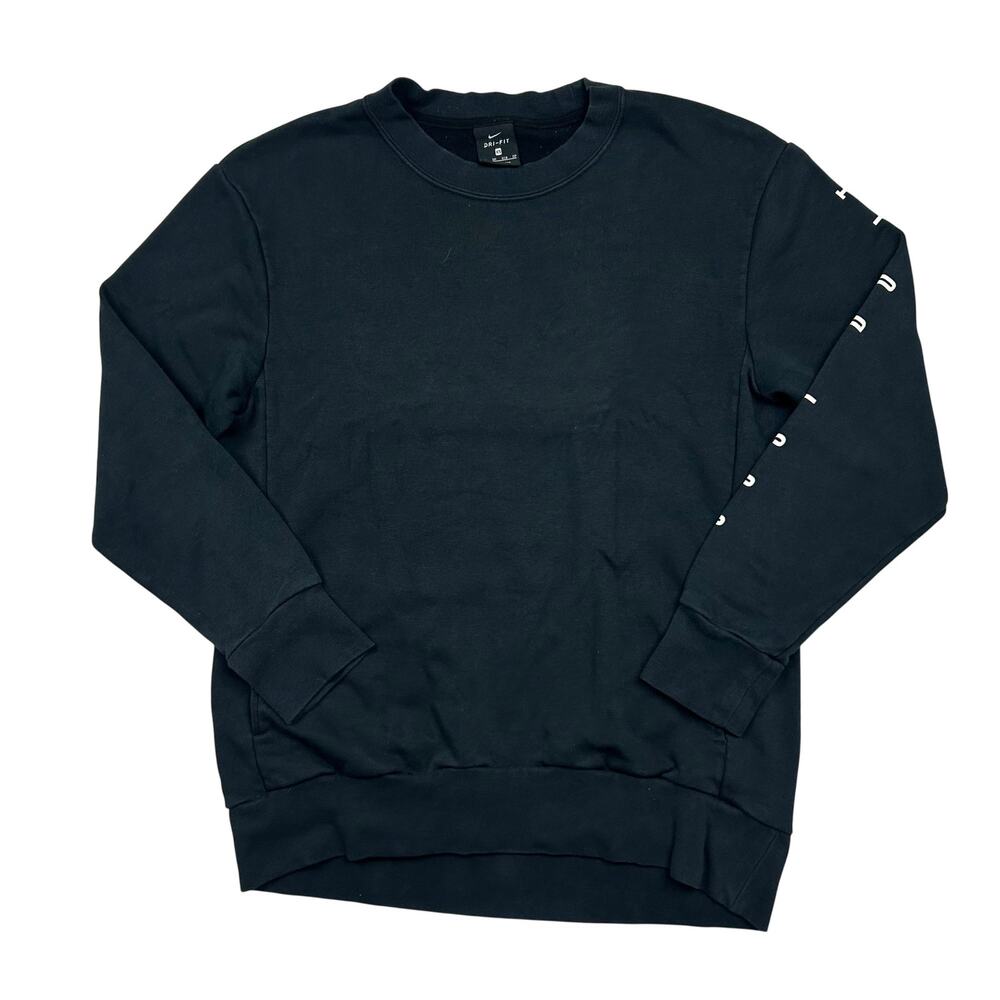 Nike Dri-FIT Crewneck Sweatshirt Black Just Do It Sleeve Pullover Mens XS
